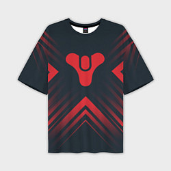 Футболка оверсайз мужская Красный Символ Destiny на темном фоне со стрелками, цвет: 3D-принт