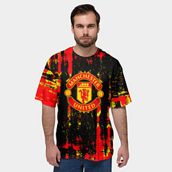 Футболка оверсайз мужская Manchester united краска, цвет: 3D-принт — фото 2