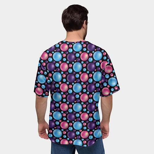 Мужская футболка оверсайз Разноцветные яркие объемные шарики / 3D-принт – фото 4
