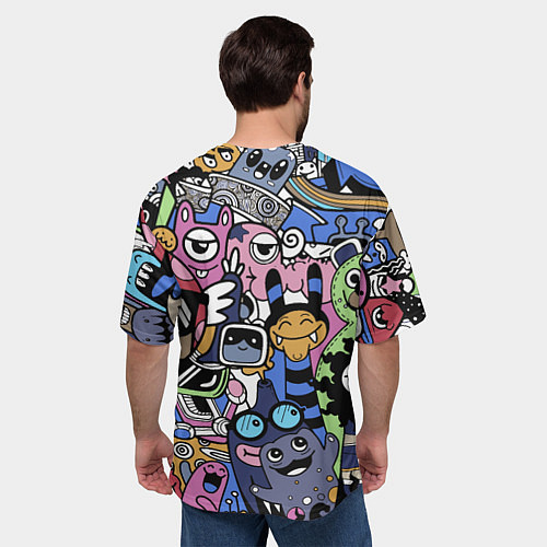 Мужская футболка оверсайз Милые и веселые монстры / 3D-принт – фото 4