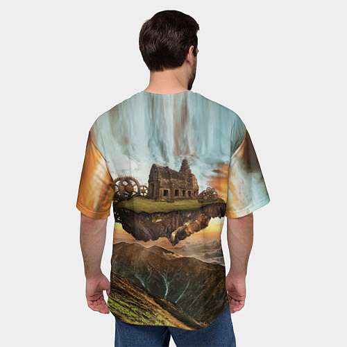 Мужская футболка оверсайз Горный пейзаж в стиле Стимпанк / 3D-принт – фото 4