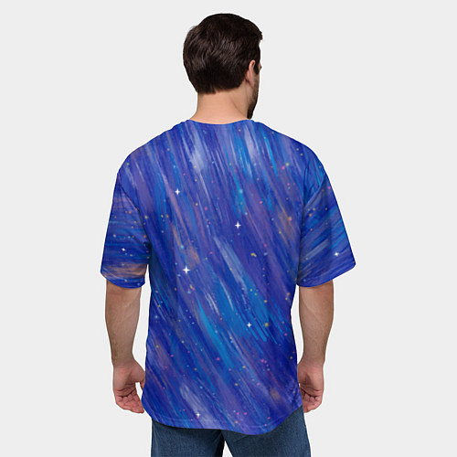Мужская футболка оверсайз Лось в лесу Blue / 3D-принт – фото 4
