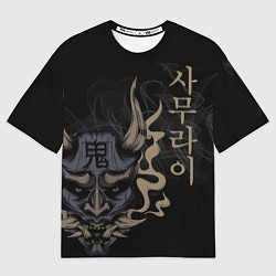 Футболка оверсайз мужская Японская маска демона ханья, цвет: 3D-принт
