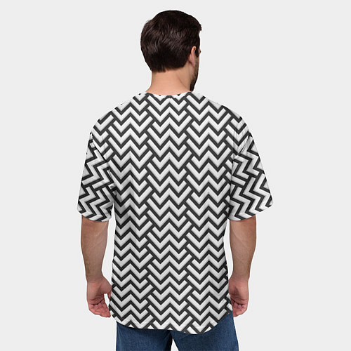 Мужская футболка оверсайз Чёрно-Белый Зигзаг / 3D-принт – фото 4