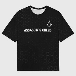Мужская футболка оверсайз Assassins Creed Glitch на темном фоне