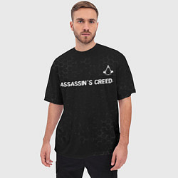 Футболка оверсайз мужская Assassins Creed Glitch на темном фоне, цвет: 3D-принт — фото 2