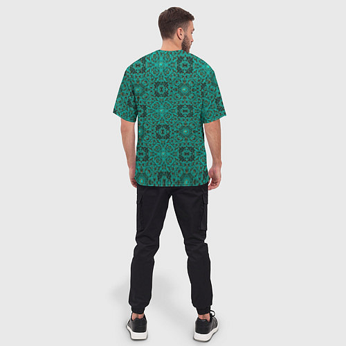 Мужская футболка оверсайз Зеленые классические фигуры / 3D-принт – фото 4