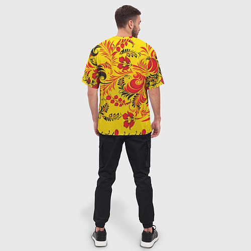 Мужская футболка оверсайз Хохломская Роспись Цветы / 3D-принт – фото 4