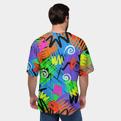 Мужская футболка оверсайз Яркий геометрический принт / 3D-принт – фото 4