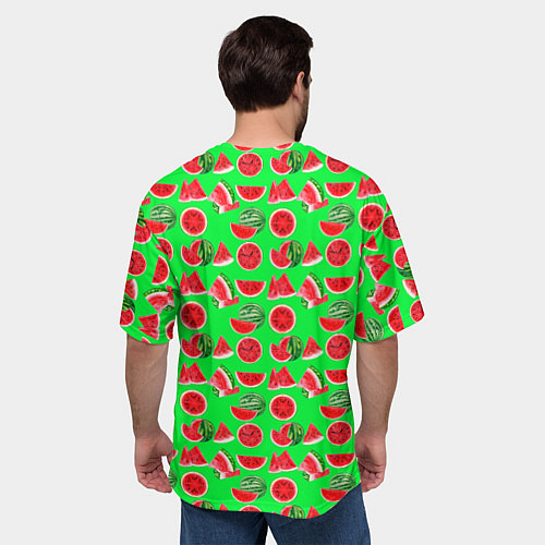 Мужская футболка оверсайз DELICIOUS WATERMELON / 3D-принт – фото 4