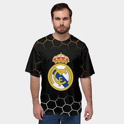 Футболка оверсайз мужская Real madrid соты, цвет: 3D-принт — фото 2