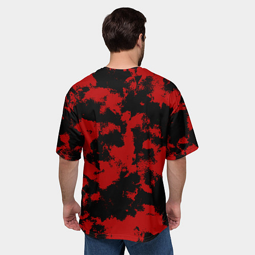 Мужская футболка оверсайз Черно-красная абстракция / 3D-принт – фото 4