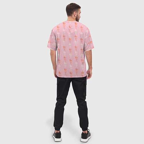 Мужская футболка оверсайз Веточки лаванды розовый паттерн / 3D-принт – фото 4