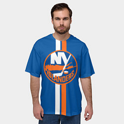 Футболка оверсайз мужская Нью-Йорк Айлендерс Форма, цвет: 3D-принт — фото 2