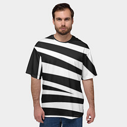 Футболка оверсайз мужская Зебра чёрные и белые полосы, цвет: 3D-принт — фото 2