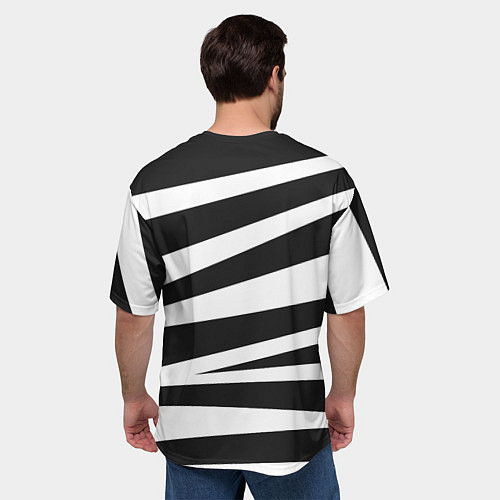 Мужская футболка оверсайз Зебра чёрные и белые полосы / 3D-принт – фото 4