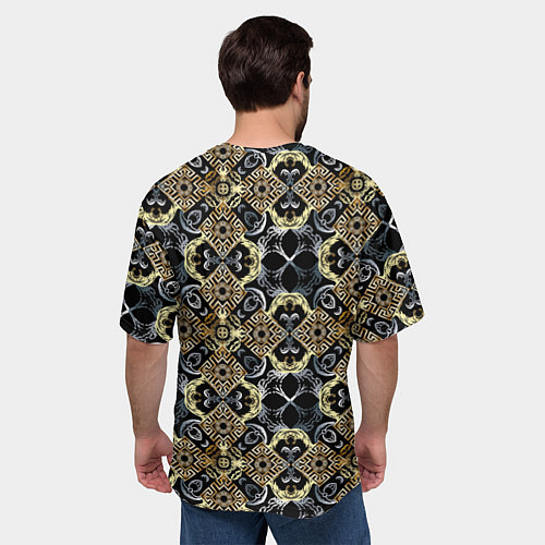 Мужская футболка оверсайз BLACK AND GOLD узоры / 3D-принт – фото 4