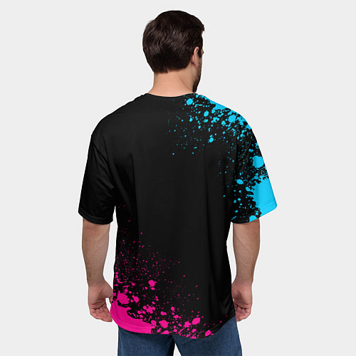 Мужская футболка оверсайз Subaru Neon Gradient FS / 3D-принт – фото 4