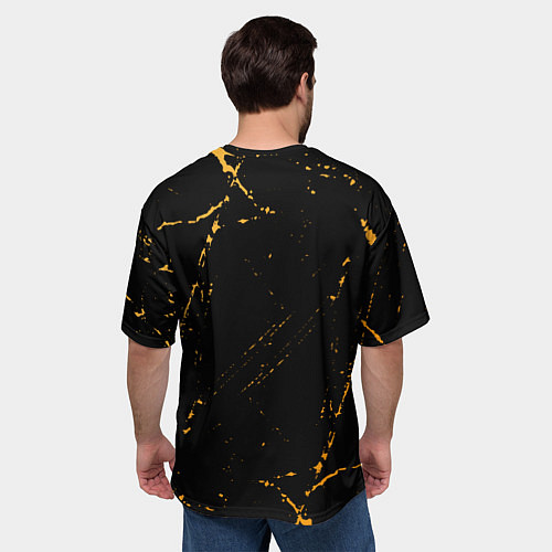 Мужская футболка оверсайз Имя Глеб и зологой герб РФ / 3D-принт – фото 4