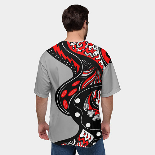 Мужская футболка оверсайз Красно-чёрные дудлы / 3D-принт – фото 4