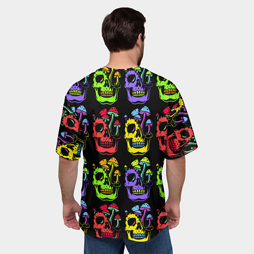 Мужская футболка оверсайз Мухоморы, растущие на черепе / 3D-принт – фото 4