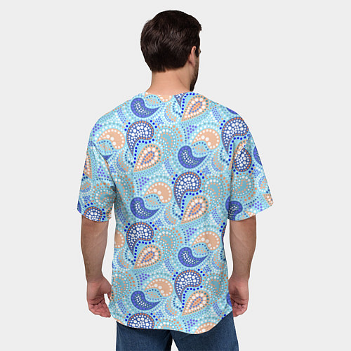 Мужская футболка оверсайз Турецкий огурец Turkish cucumber blue pattern / 3D-принт – фото 4