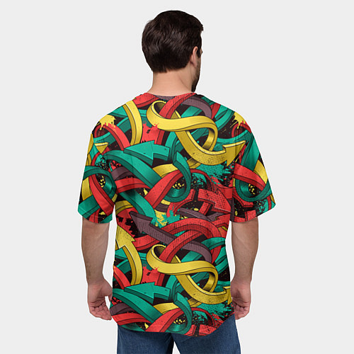 Мужская футболка оверсайз Граффити стрелки Паттерн / 3D-принт – фото 4