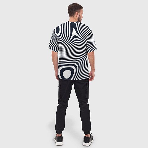 Мужская футболка оверсайз Гипнотические волны / 3D-принт – фото 4