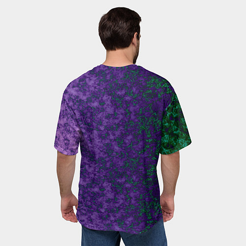 Мужская футболка оверсайз Marble texture purple green color / 3D-принт – фото 4