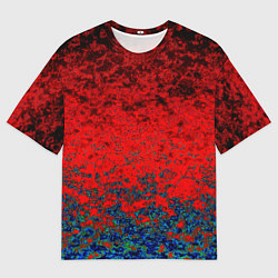 Футболка оверсайз мужская Абстрактный узор мраморный красно-синий, цвет: 3D-принт