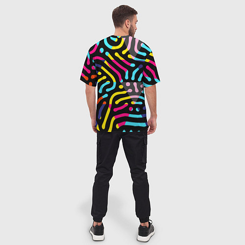 Мужская футболка оверсайз Красочный авангардный паттерн / 3D-принт – фото 4