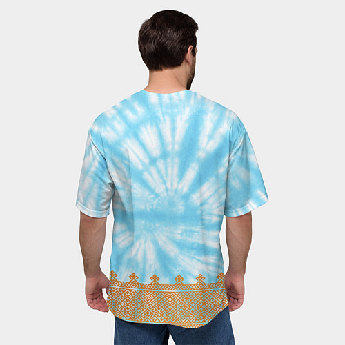 Мужская футболка оверсайз Славянская тай-дай рубаха / 3D-принт – фото 4