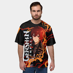 Футболка оверсайз мужская Дилюк-полуночный герой, цвет: 3D-принт — фото 2