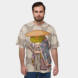 Футболка оверсайз мужская Самурай-лягушка воин, цвет: 3D-принт — фото 2