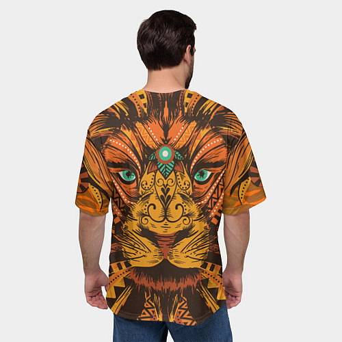 Мужская футболка оверсайз Африканский Лев Морда Льва с узорами Мандала / 3D-принт – фото 4