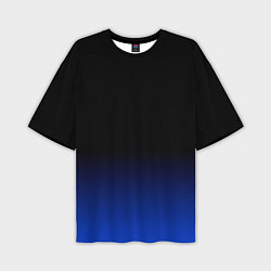Мужская футболка оверсайз Черный с синим градиент