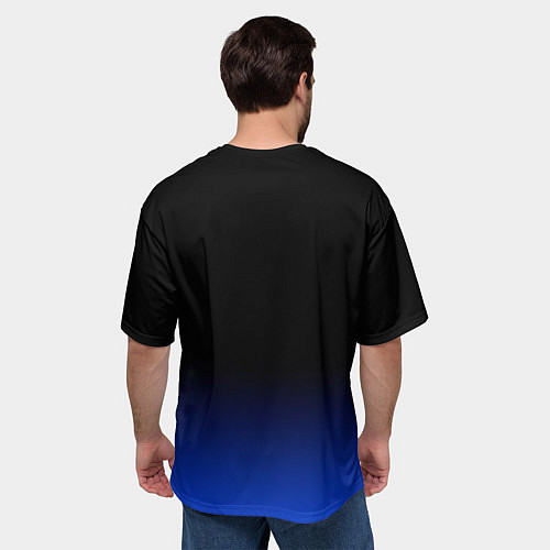 Мужская футболка оверсайз Черный с синим градиент / 3D-принт – фото 4
