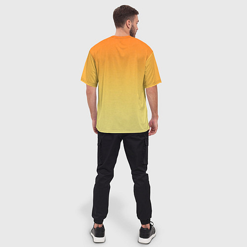 Мужская футболка оверсайз Оранжевый, желтый градиент / 3D-принт – фото 4