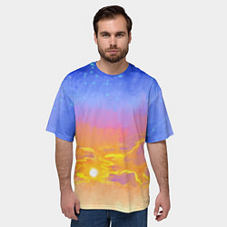 Футболка оверсайз мужская Закатное небо и звезды, цвет: 3D-принт — фото 2