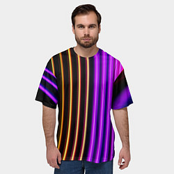 Футболка оверсайз мужская Неоновые линейные фонари - Фиолетовый, цвет: 3D-принт — фото 2