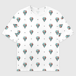 Футболка оверсайз мужская Разноцветные Бриллианты На Белом Фоне, цвет: 3D-принт
