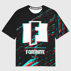 Футболка оверсайз мужская Fortnite в стиле Glitch Баги Графики на темном фон, цвет: 3D-принт