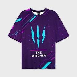 Футболка оверсайз мужская Символ The Witcher в неоновых цветах на темном фон, цвет: 3D-принт