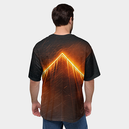 Мужская футболка оверсайз Неоновая крыша здания - Оранжевый / 3D-принт – фото 4