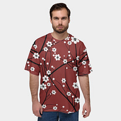 Футболка оверсайз мужская Цветы На Вишнёвом Дереве, цвет: 3D-принт — фото 2