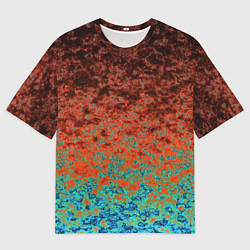 Футболка оверсайз мужская Turquoise brown abstract marble pattern, цвет: 3D-принт