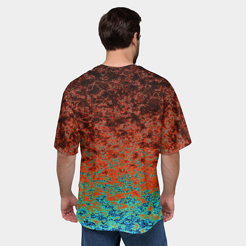 Мужская футболка оверсайз Turquoise brown abstract marble pattern / 3D-принт – фото 4