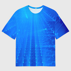 Мужская футболка оверсайз Неоновый фонари и лучи - Синий