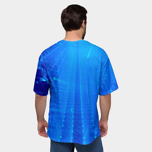 Мужская футболка оверсайз Неоновый фонари и лучи - Синий / 3D-принт – фото 4
