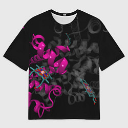 Футболка оверсайз мужская Абстрактные 3D молекулы и соединения - Розовый, цвет: 3D-принт